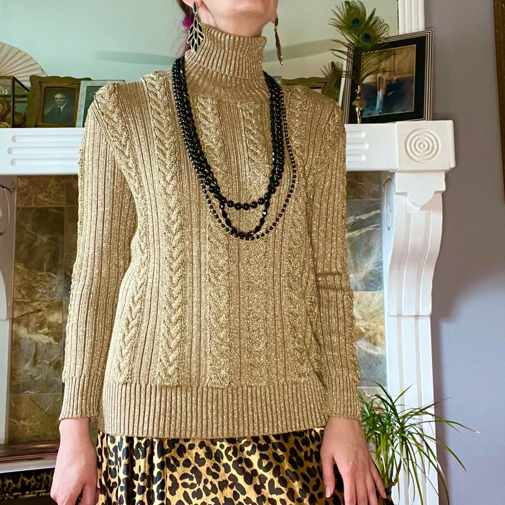 Vintage 1980s Carlisle Sport metallic gold sweater